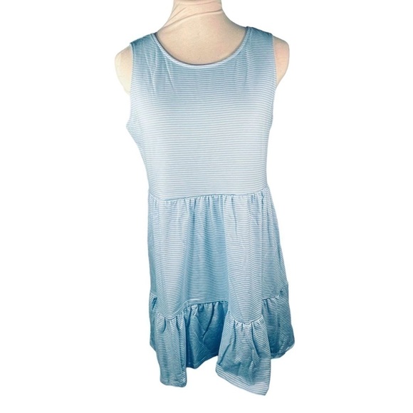 LOVE,FIRE baby doll dress tiered sleeveless a-line striped blue white size XL - Picture 3 of 15
